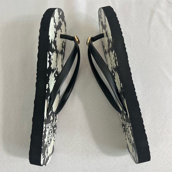Tory Burch Black and White Floral Sandals - Picture 6 of 13
